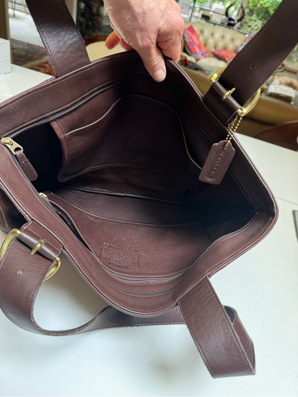 Coach Vintage 90s brown leather gold buckles Waverly bag VGC - Picture 11 of 16